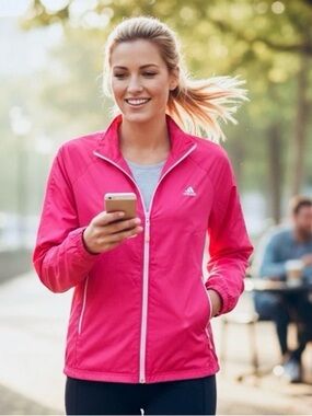 Adidas Women’s Pink Full-Zip Utility Jacket / Windbreaker Size Medium